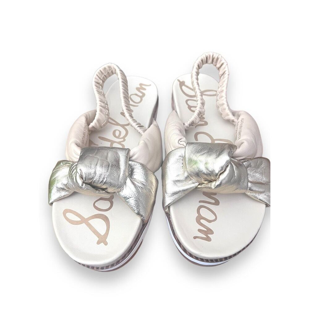 Sam Edelman Girls Agatha Mini Slingback Sandal Off White And Gold Twist Size 3M